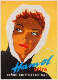 Originales Schweizer Plakat Hamol Ultra Sonnencrème Campbell 1955