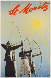 Original-Plakat Herdeg St. Moritz Bogenschiessen 1935