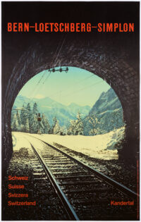 Swiss Original Vintage Travel Poster Meyer-Henn Kandertal Railway Bern Lötschberg Simplon BLS 1959