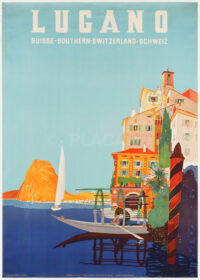 Originales Vintage Tourismus-Plakat Lugano Tessin Buzzi 1952