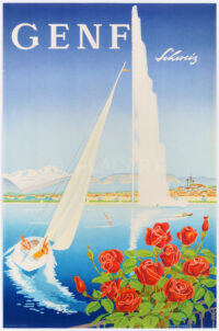Originales Tourismus-Plakat Genf Lac Léman Jet d'eau