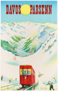 Original-Plakat Monnerat Davos Parsenn Winter Suisse 1947