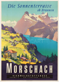 Original Plakat Morschach Brunnen Vierwaldstättersee 1956