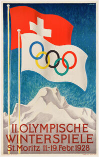 Original-Plakat Olympische Winterspiele St. Moritz 1928 Laubi