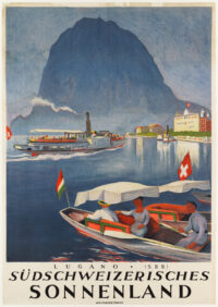 Plakat Original Baumberger Tessin Lugano San Salvatore 1924