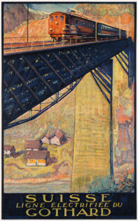 Originalplakat SBB Elektrifizierte Gotthardlinie Buzzi 1924