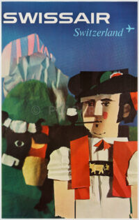 Originales Plakat Swissair Switzerland Schwabe 1961