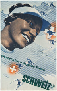 Originales Avantgarde-Plakat Schweiz Winterferien Herbert Matter 1934