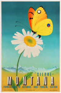 Originalplakat Sierre Montana Wallis Sommer Kocher 1952