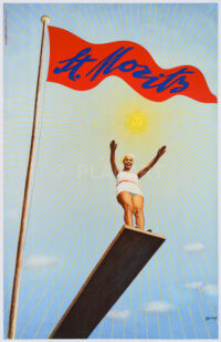 Original-Plakat Herdeg St. Moritz Badenixe 1934