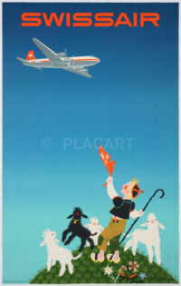 Original-Plakat Swissair Brun DC-6 1954