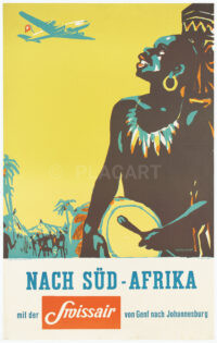 Original Swissair Poster Hasslauer To South Africa 1948