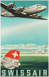 Originales Plakat Swissair Reber DC-4 1948