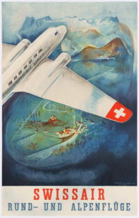 Original-Plakat Swissair Häfelfinger Rund- und Alpenflüge 1937