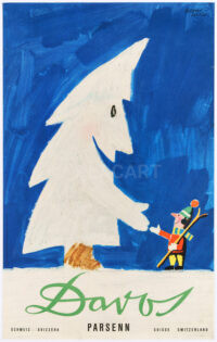 Swiss Original Winter Poster Davos Parsenn Leupin 1960