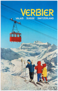 Plakat Original Wintersport Ski Verbier Mont Gelé Wallis 1961