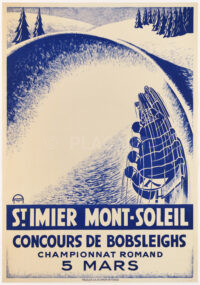 Originalplakat Championnat Bob Wintersport St. Imier Mont Soleil 1933