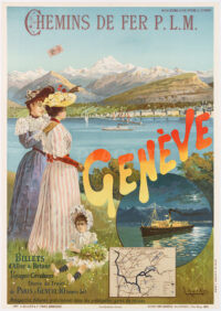 Originales Tourismus-Plakat Genf Genfersee d'Alésio 1893