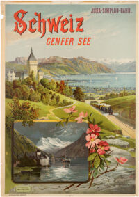 Original Plakat Genfer See Jura Simplon Bahn 1897