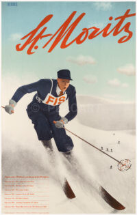 Original Vintage Ski Poster Herdeg Pedrett St. Moritz FIS 1933