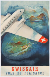 Originales Swissair-Plakat 1937 Häfelfinger Vols de Plaisance DC-2