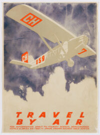 Original-Plakat Werbeaushang Baumberger Benützet den Luftweg Luftverkehrs-Union 1928
