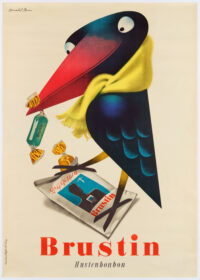 Plakat Original Brustin Hustenbonbon Donald Brun 1949