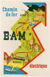 Schweizer Originalplakat Chemin de fer Bière Apples Morges 1944