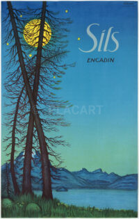 Original Tourismusplakat Vintage Sils Engadin 1944