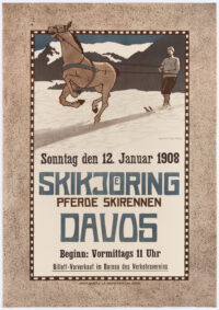 Originalplakat Skikjoering Davos Koch 1908