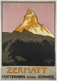 Originales Tourismusplakat Zermatt Matterhorn Cardinaux 1908