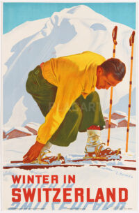 Schweizer Plakat Original Poster Winter in Switzerland Eric Hermes 1938