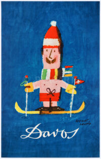 Originalplakat Ski Sommer Winter Davos Leupin 1961