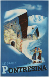 Plakat Original Winter Pontresina Engadin 1941