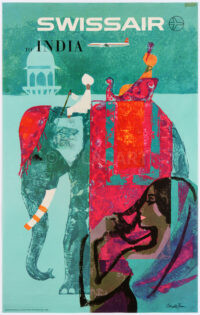 Originales Swissair-Plakat Indien Donald Brun 1958