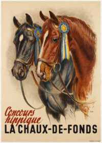 Plakat Original Springreiten Hugentobler Concours Hippique La Chaux de Fonds 1938