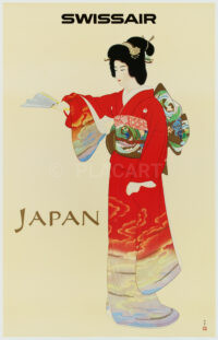 Originales Plakat Swissair Japan Uemura 1968