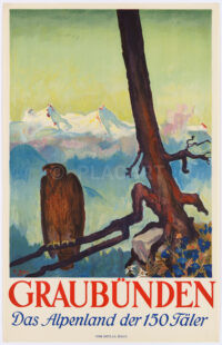 Original Plakat Graubünden Eduard Stiefel Alpenland 1927