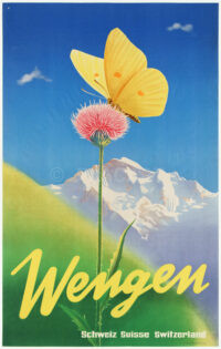 Original Plakat Wengen Berner Oberland Sommer Keck 1945