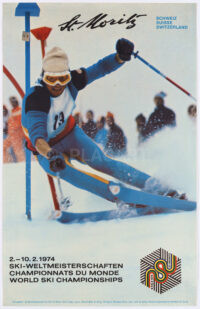Plakat Original Ski WM 1974 St. Moritz Slalom