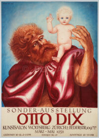 Rare Original Vintage Exhibition Poster Otto Dix Kunstsalon Wolfsberg 1938 Zurich