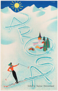 Ski-Plakat Original Arosa Brun 1956