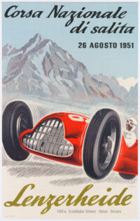 Plakat Original Poster Bergrennen Franz Gygax Corsa Nazionale di Salita Lenzerheide 1951
