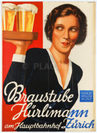 Original-Plakat Bier Braustube Hürlimann Zürich Hauptbahnhof 1935