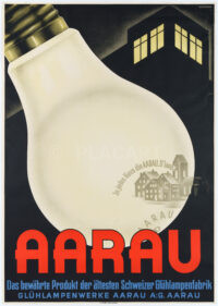 Swiss Original Vintage Poster Johannes Handschin Light Bulb Factory Aarau 1939