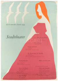 Swiss Original Vintage Poster Max Bill Plays City Theater Zurich 1949