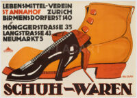 Original-Plakat Lebensmittel-Verein St. Annahof Zürich Schuhwaren Oesch 1914