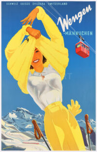 Schweizer Plakat Original Poster Peikert Wengen Männlichen Winter 1945