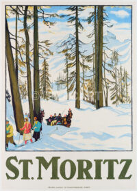 Schweizer Plakat Original Poster Winter St. Moritz Engadin Emil Cardinaux 1918