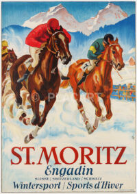 Wintersport St. Moritz Engadin Original Plakat Laubi 1926